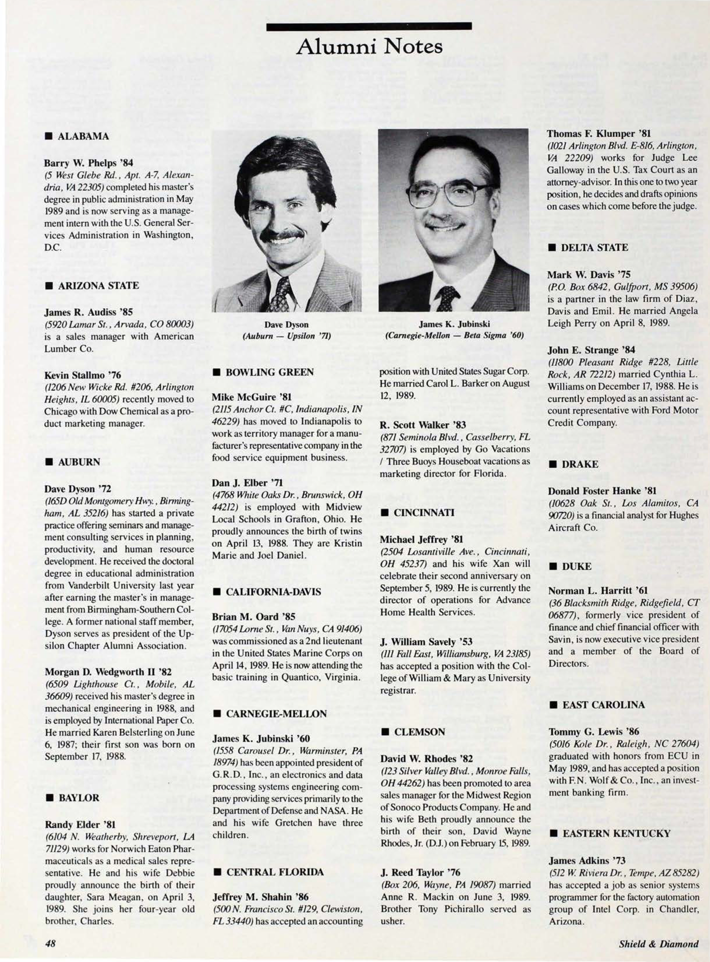 Alumni Notes, September 1989